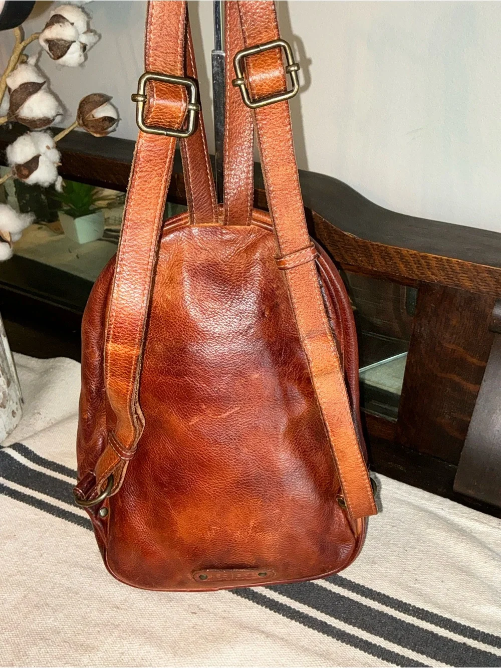 Bed Stu Leather Dominque Backpack Cognac DD Retail $235